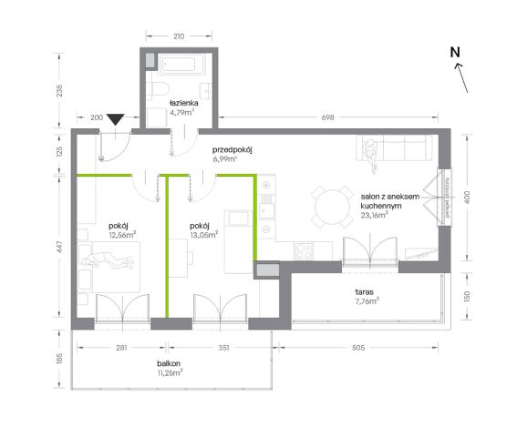 Mieszkanie 3-pokojowe Kraków Krowodrza, ul. Żabiniec. Zdjęcie 7