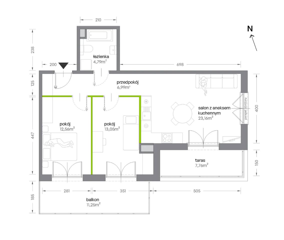 Mieszkanie 3-pokojowe Kraków Krowodrza, ul. Żabiniec. Zdjęcie 7