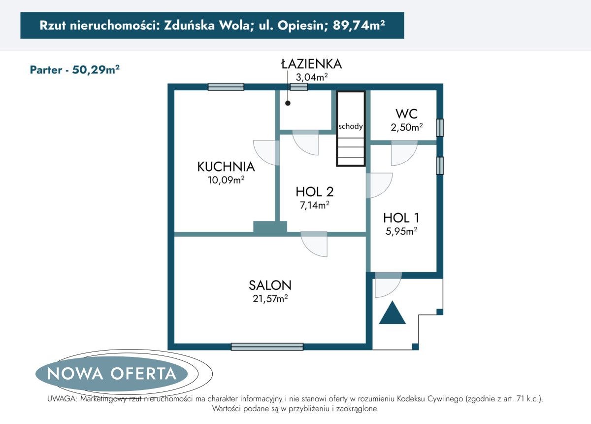 bliźniak, 4 pokoje Opiesin. Zdjęcie 22