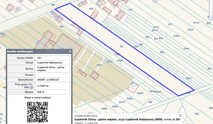 Działka rolno-budowlana Łopiennik Nadrzeczny