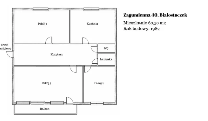 Mieszkanie 3-pokojowe Białystok Białostoczek, ul. Zagumienna