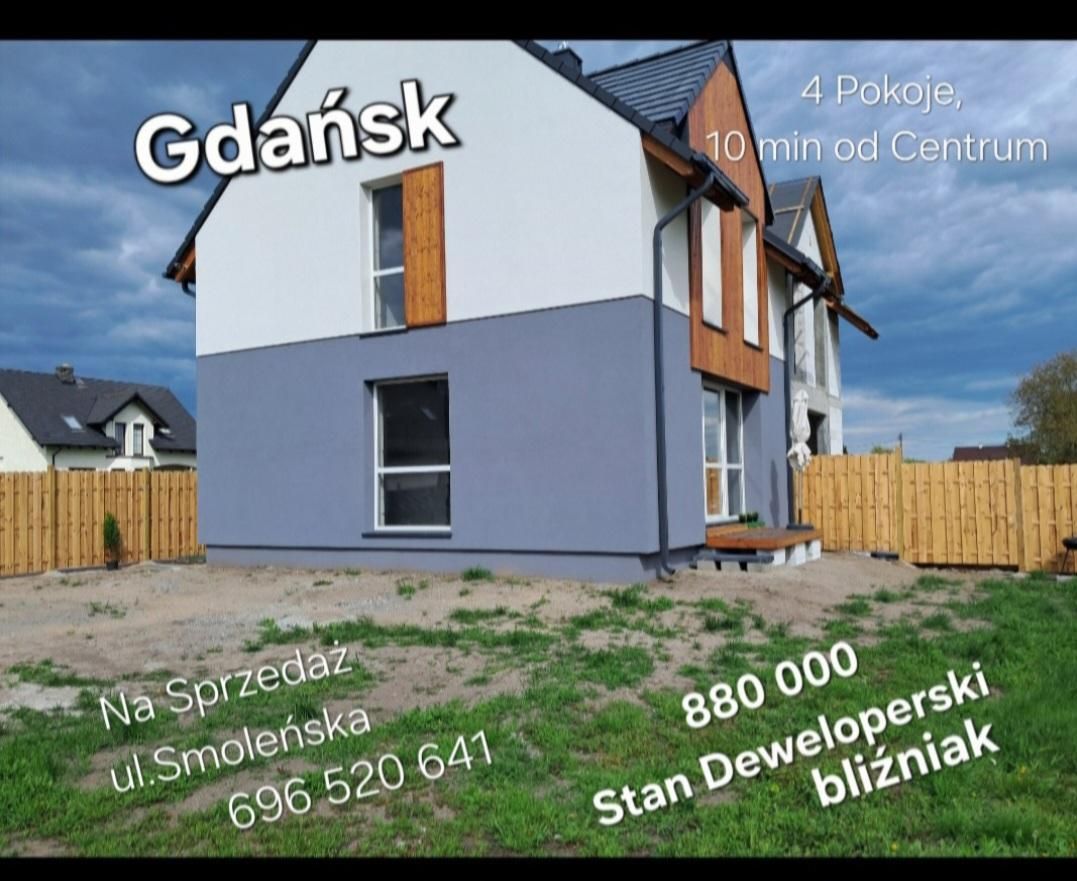 bliźniak, 4 pokoje Gdańsk Orunia, ul. Smoleńska. Zdjęcie 1