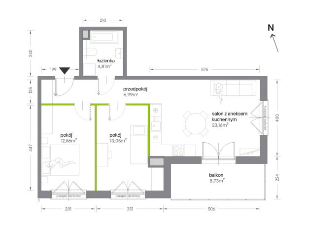 Mieszkanie 3-pokojowe Kraków Krowodrza, ul. Żabiniec. Zdjęcie 7