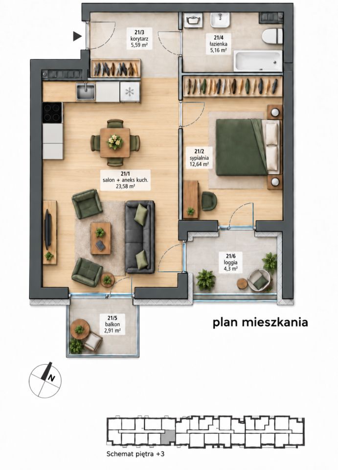 Mieszkanie 2-pokojowe Siechnice, ul. Marszałka Józefa Piłsudskiego. Zdjęcie 12