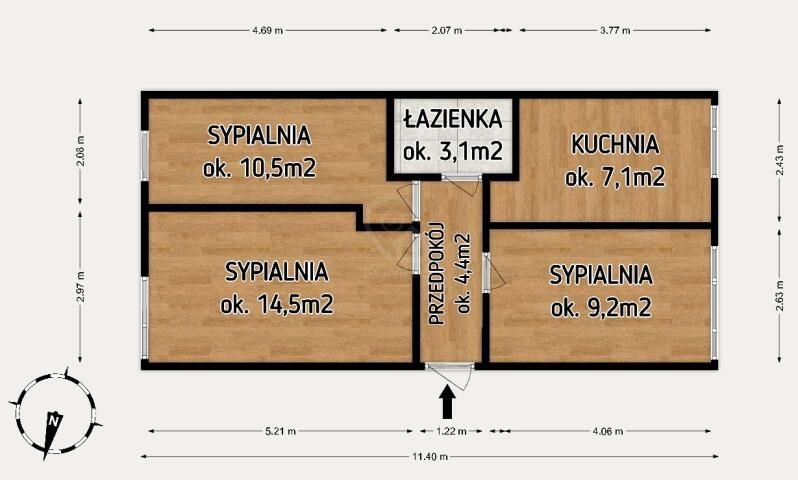 Mieszkanie 3-pokojowe Wrocław Stare Miasto, ul. Młodych Techników. Zdjęcie 9