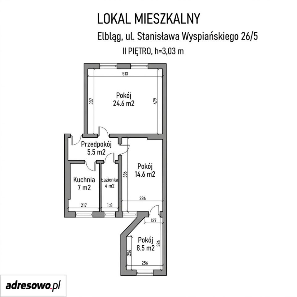 Mieszkanie 3-pokojowe Elbląg, ul. Stanisława Wyspiańskiego. Zdjęcie 20