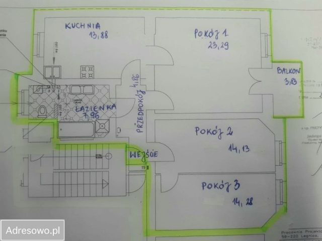 Mieszkanie 3-pokojowe Legnica, ul. Stanisława Wyspiańskiego. Zdjęcie 1