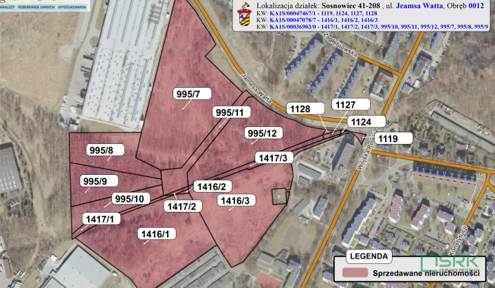 Działka Sosnowiec, ul. Jamesa Watta