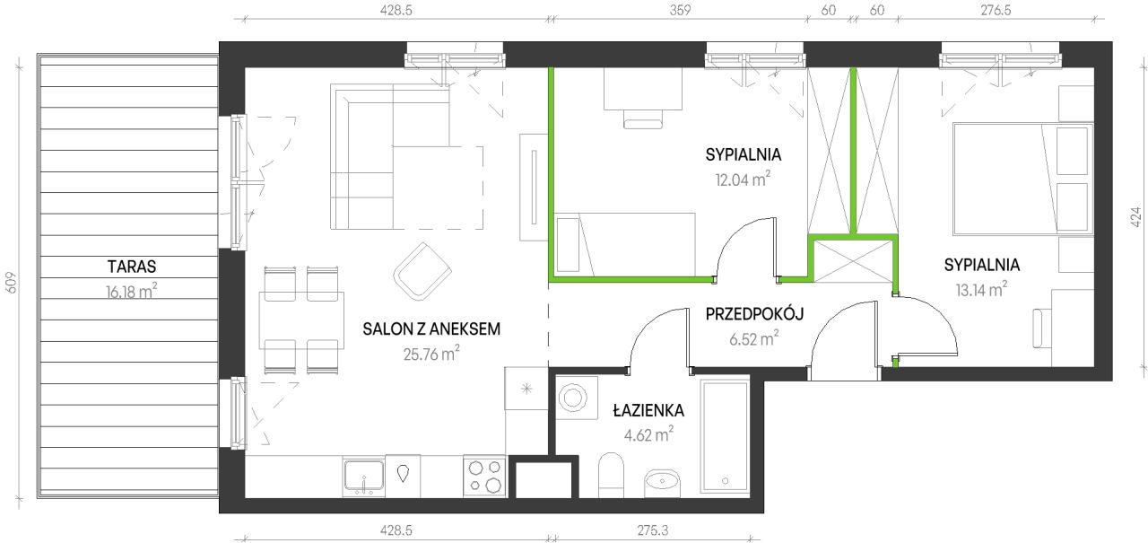 Mieszkanie 3-pokojowe Wrocław Maślice, ul. Augustowska. Zdjęcie 6