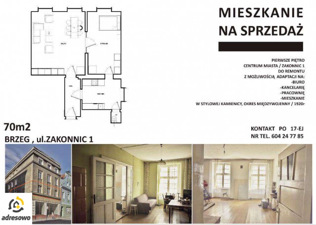 Mieszkanie 2-pokojowe Brzeg Centrum, ul. Zakonnic. Zdjęcie 1