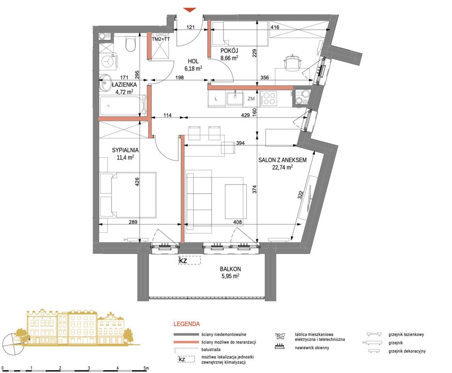 Mieszkanie 3-pokojowe Kraków Zabłocie, ul. Zabłocie. Zdjęcie 2