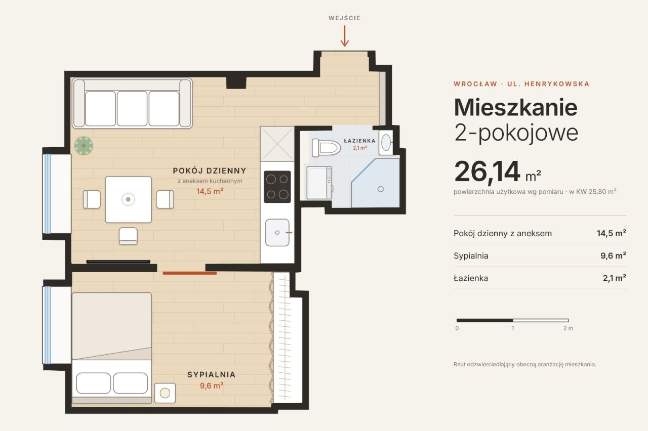 Mieszkanie 2-pokojowe Wrocław Krzyki, ul. Henrykowska. Zdjęcie 8
