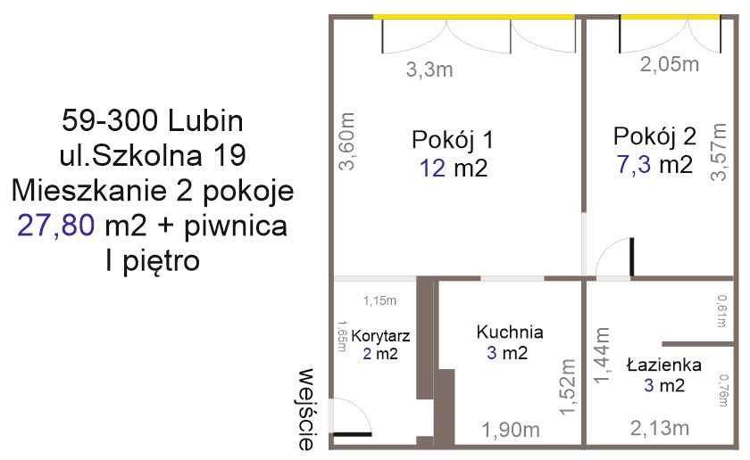 Mieszkanie 2-pokojowe Lubin Centrum, ul. Szkolna. Zdjęcie 2
