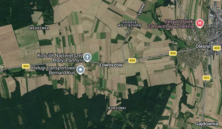 Działka budowlana Łowoszów, ul. Krzywa