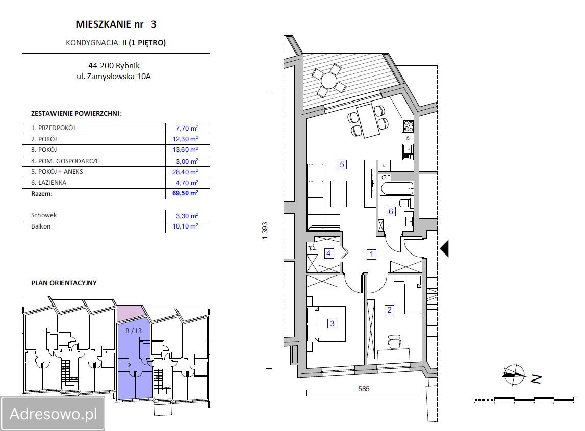 Mieszkanie 3-pokojowe Rybnik Smolna, ul. Zamysłowska. Zdjęcie 10