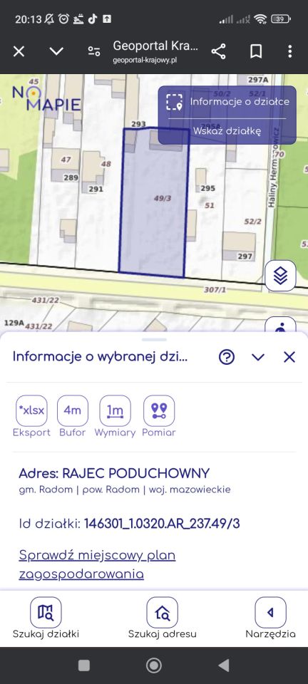 Działka budowlana Rajec Poduchowny, Kozienicka