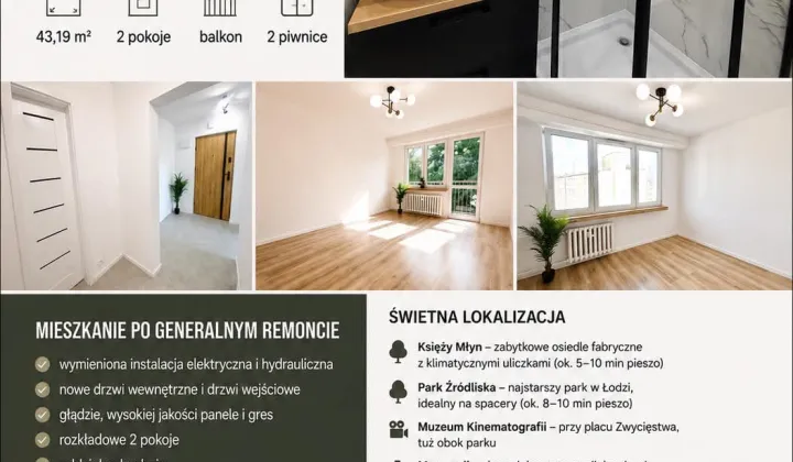 Mieszkanie 2-pokojowe Łódź Widzew, ul. Wilcza
