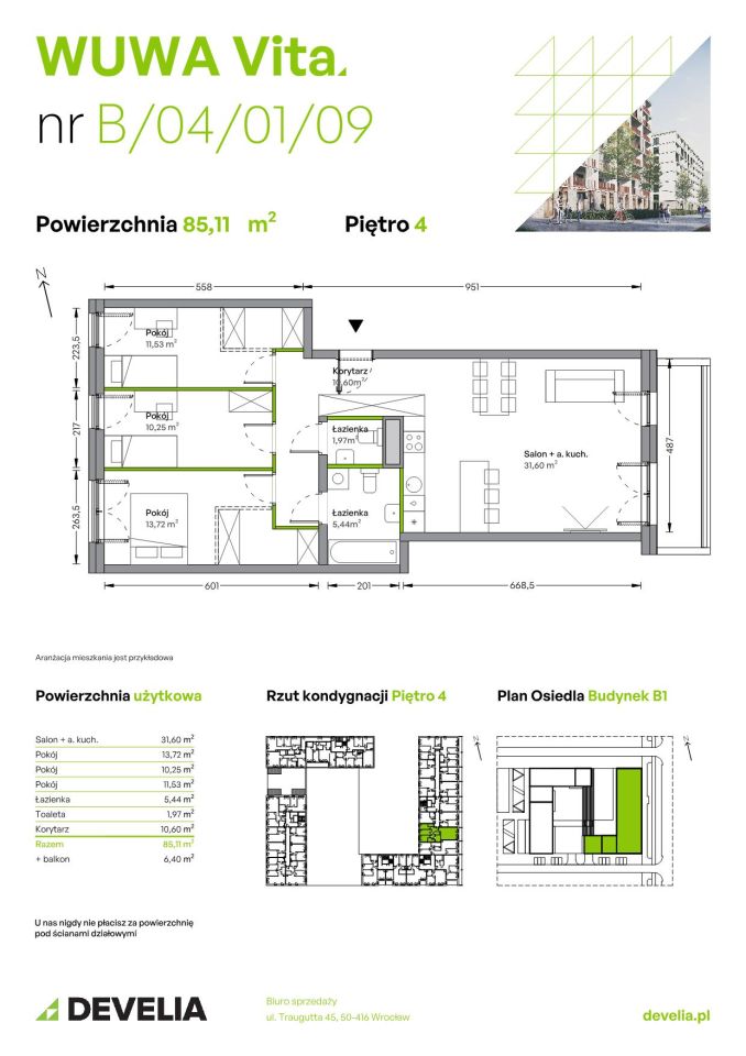 Mieszkanie 4-pokojowe Wrocław Żerniki, ul. Tadeusza Brzozy. Zdjęcie 6