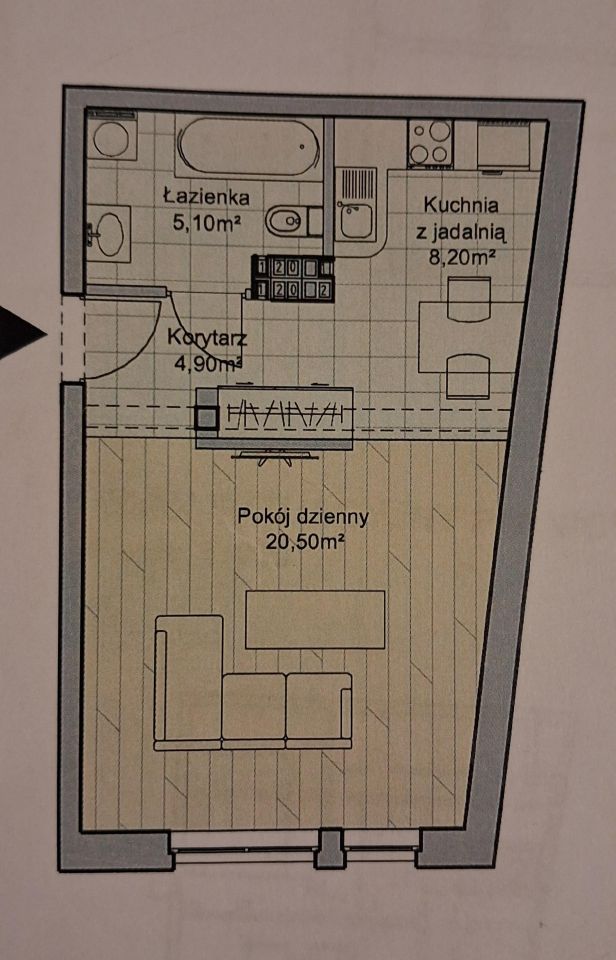 Mieszkanie 1-pokojowe Tczew Centrum, ul. Fryderyka Chopina. Zdjęcie 2
