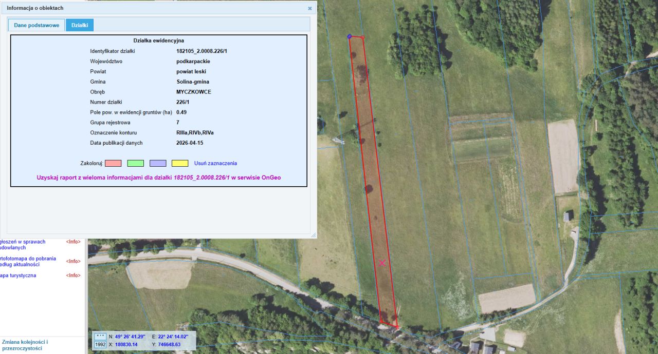 Działka rolna Myczkowce Podkamionka. Zdjęcie 1