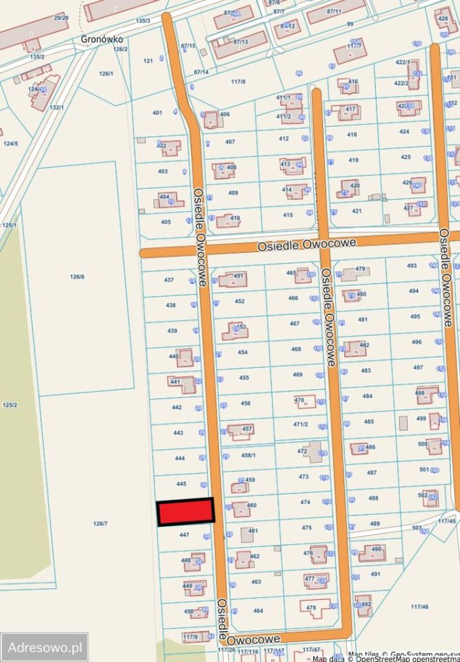 Działka budowlana Gronówko, os. Owocowe