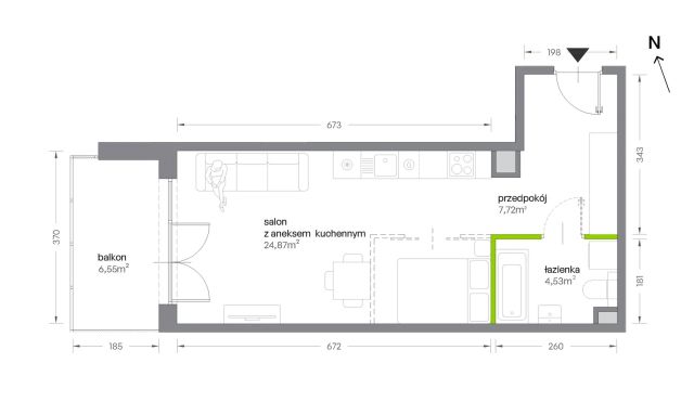 Mieszkanie 1-pokojowe Kraków Krowodrza, ul. Żabiniec. Zdjęcie 7