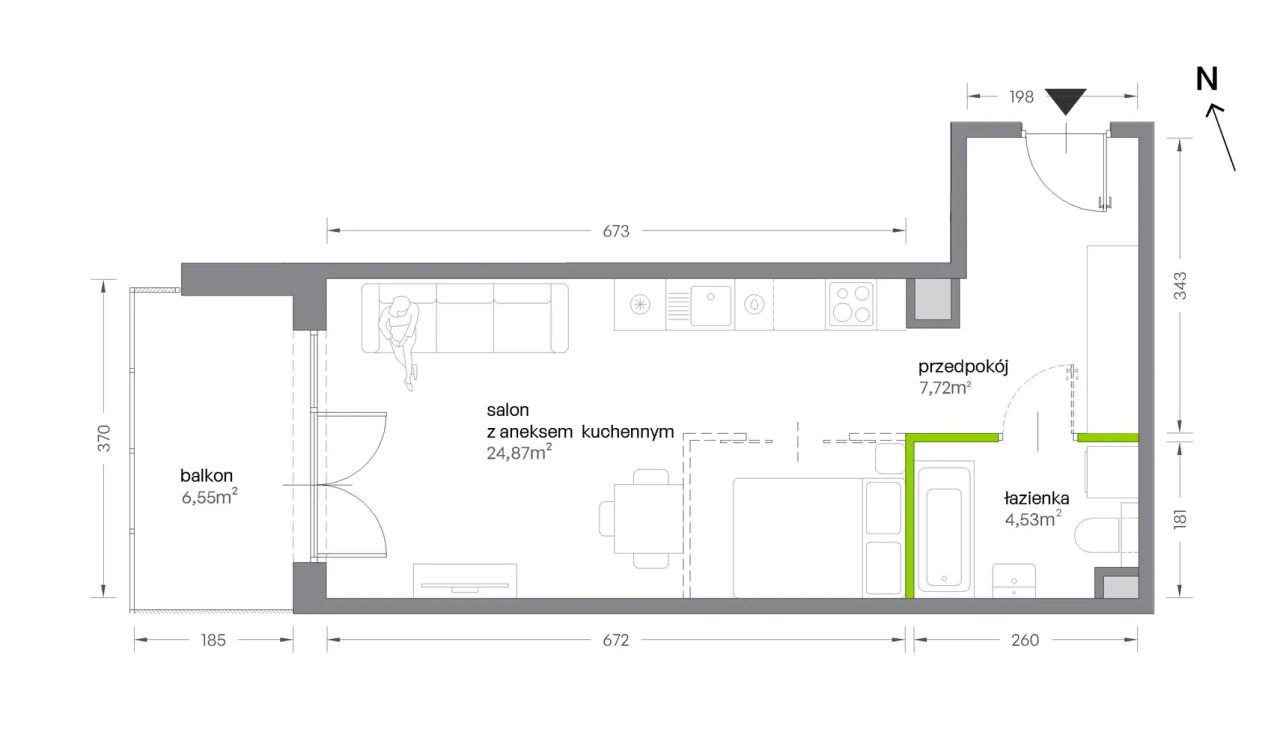 Mieszkanie 1-pokojowe Kraków Krowodrza, ul. Żabiniec. Zdjęcie 7
