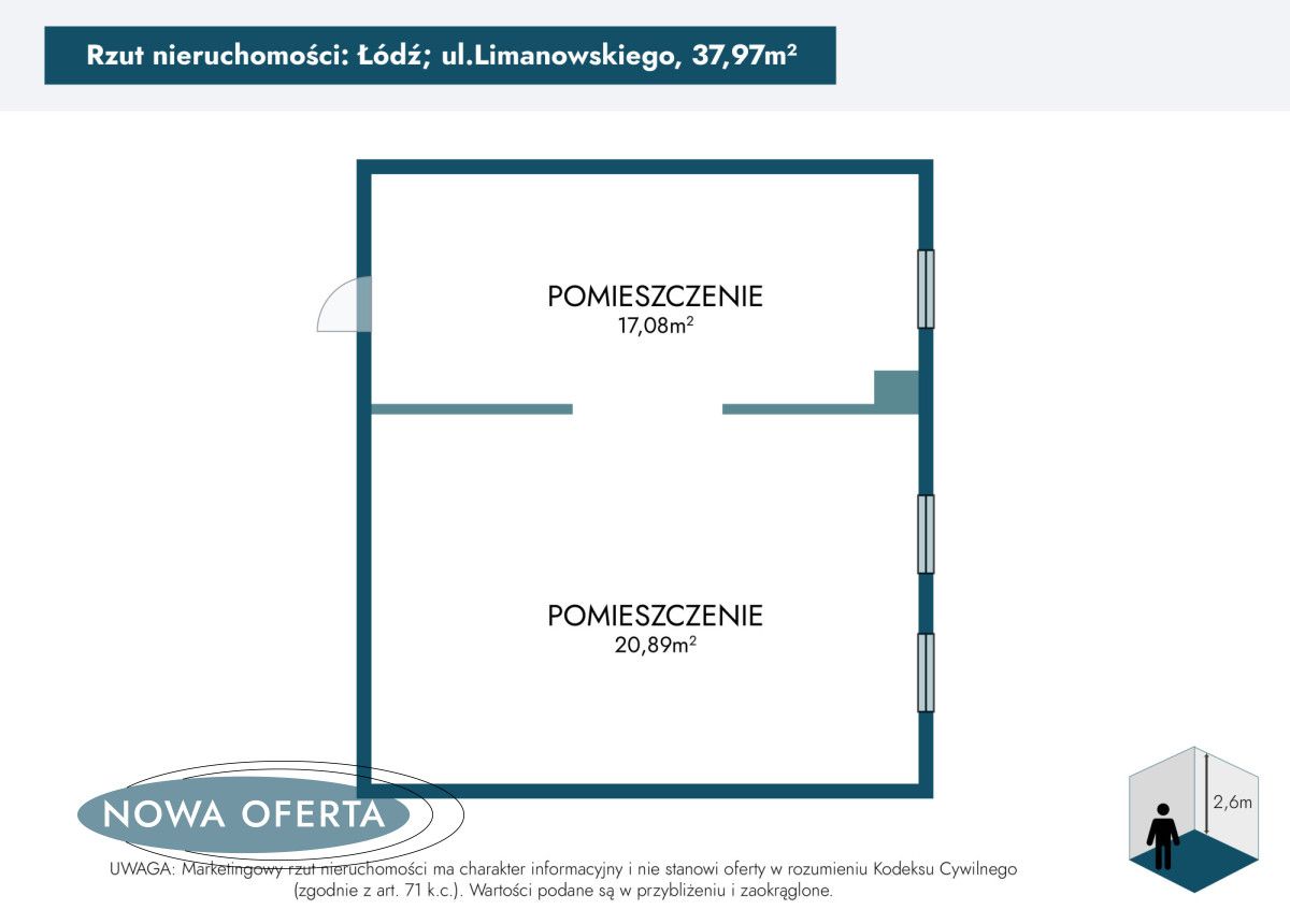 Mieszkanie 2-pokojowe Łódź, ul. Bolesława Limanowskiego. Zdjęcie 11