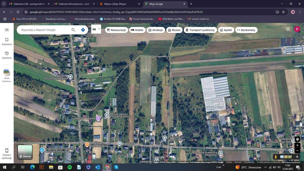 Działka rolna Wola Hankowska