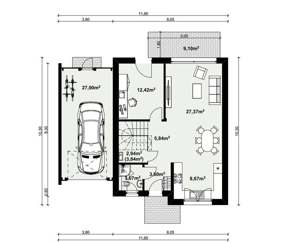 dom szeregowy Kozy, ul. św. Walentego. Zdjęcie 6
