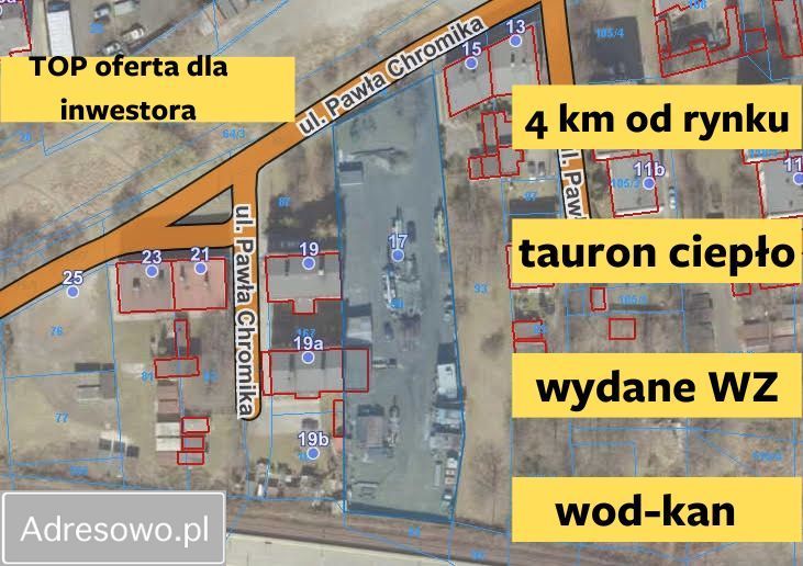 Działka inwestycyjna Katowice Zawodzie, ul. Pawła Chromika