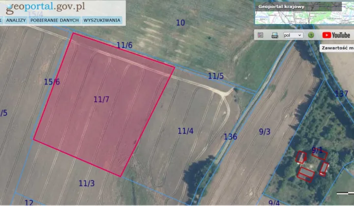 Działka rolna Gwizd