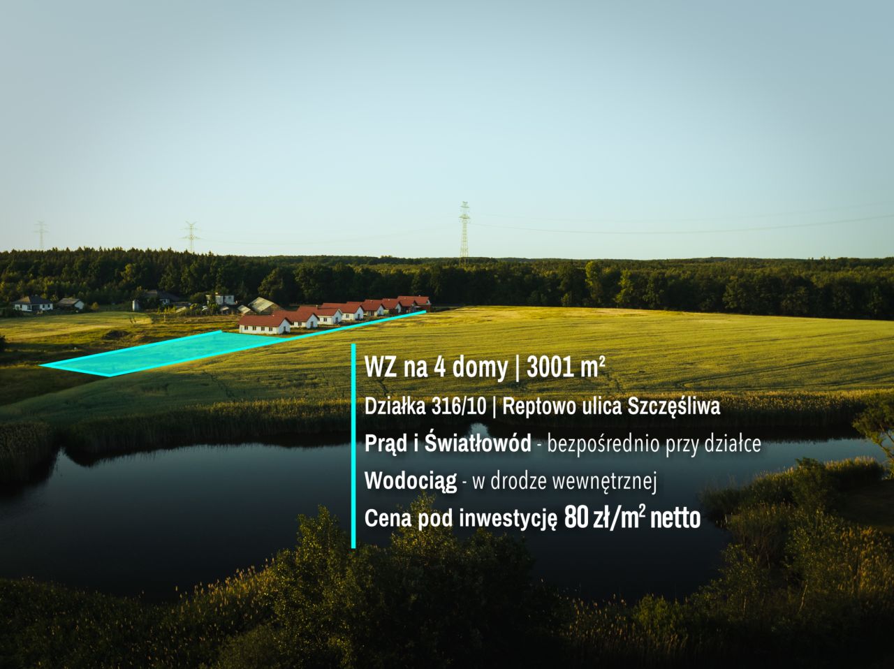 Działka budowlana Reptowo, ul. Szczęśliwa. Zdjęcie 3