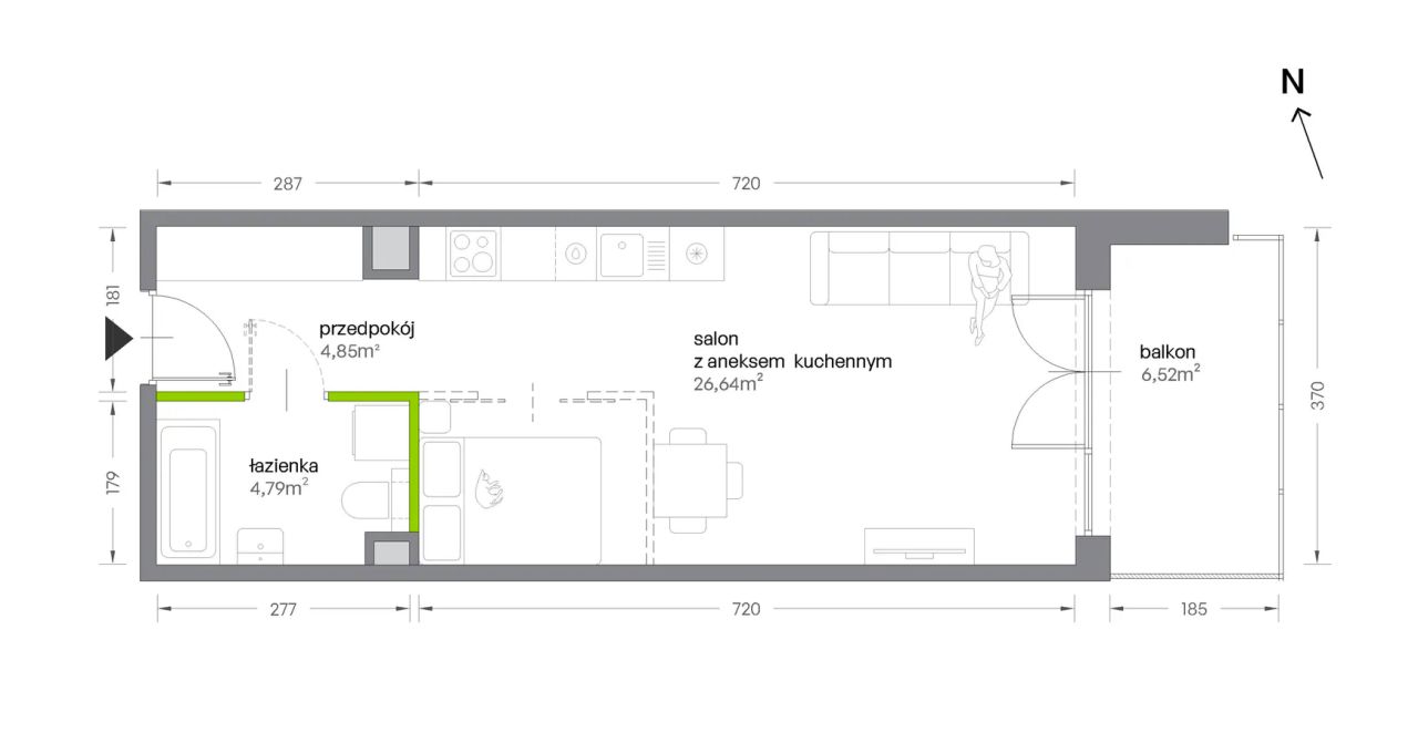 Mieszkanie 1-pokojowe Kraków Krowodrza, ul. Żabiniec. Zdjęcie 7