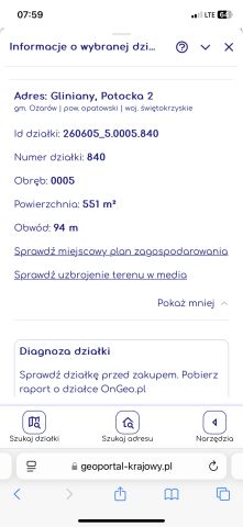Działka budowlana Gliniany Folwarczysko, ul. Potocka. Zdjęcie 1