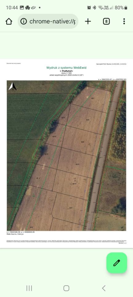 Działka budowlana Małe Gacno