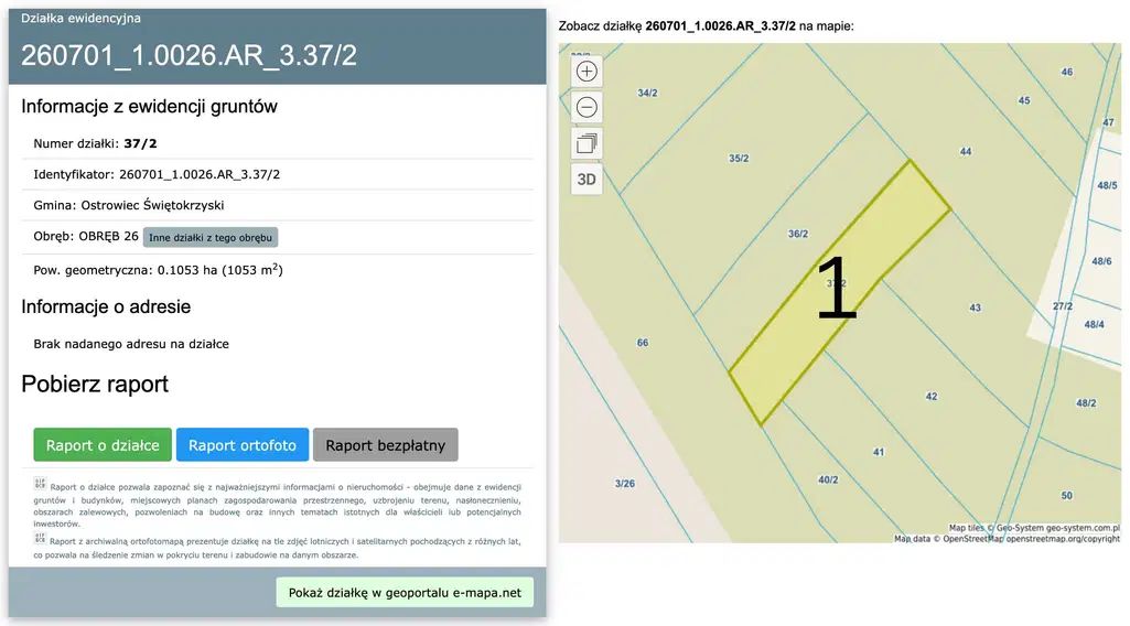 Działka budowlana Ostrowiec Świętokrzyski Kąty Denkowskie, ul. Kąty Denkowskie