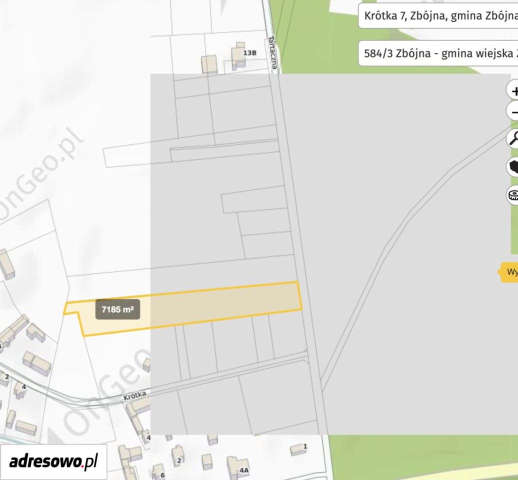 Działka budowlana Zbójna, ul. Krótka. Zdjęcie 1