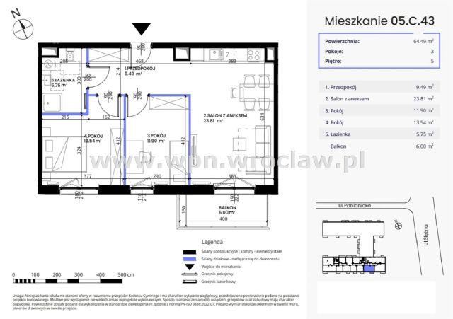 Mieszkanie 3-pokojowe Wrocław Krzyki. Zdjęcie 8