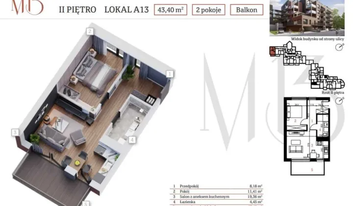 Mieszkanie 2-pokojowe Gliwice Śródmieście, ul. Stanisława Moniuszki