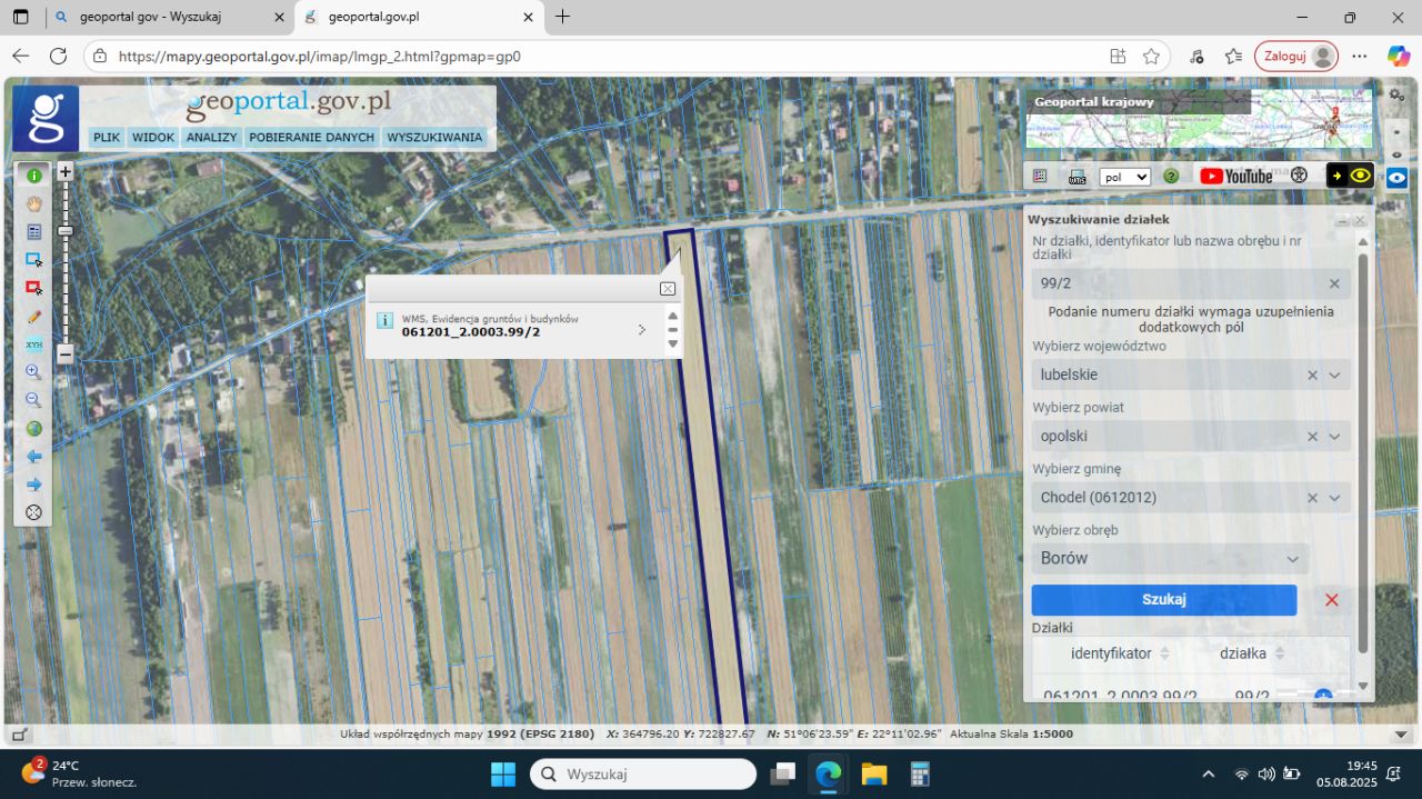Działka rolna Borów