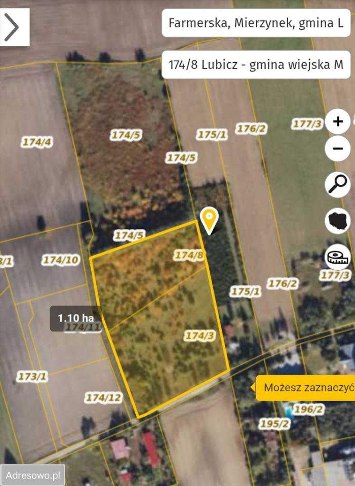 Działka rolno-budowlana Mierzynek, ul. Farmerska. Zdjęcie 3