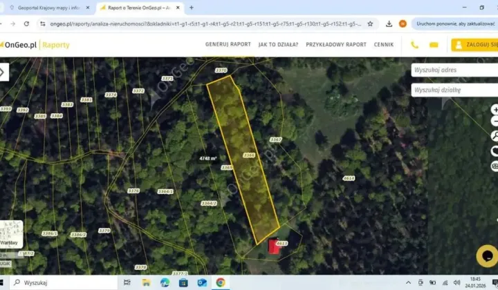 Działka leśna Świnna Komarnik, Komarnik