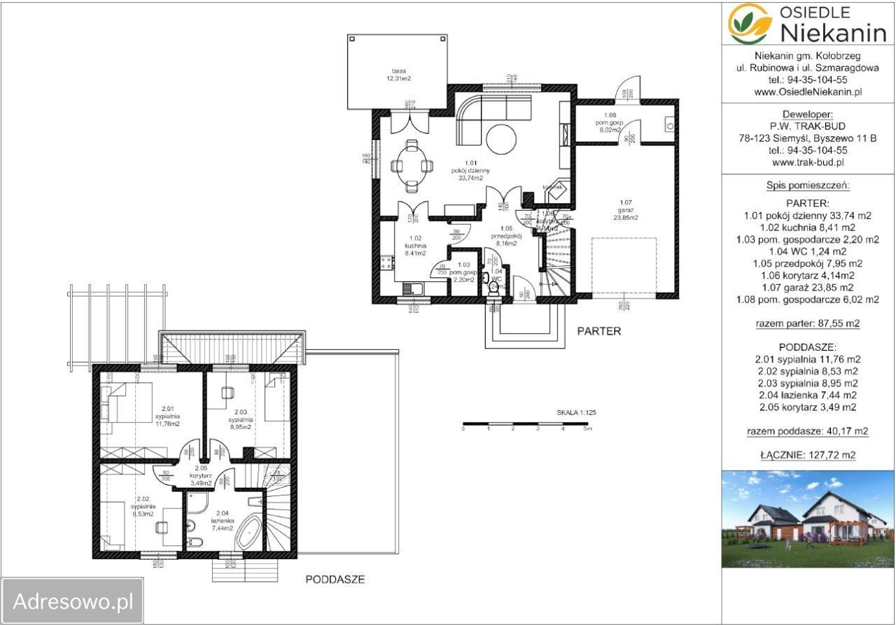 bliźniak, 4 pokoje Niekanin, ul. Szmaragdowa. Zdjęcie 9