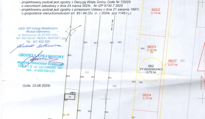 Działka budowlana Gidle, ul. Reymonta
