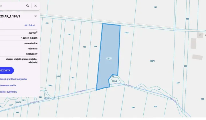 Działka rolna Odechów