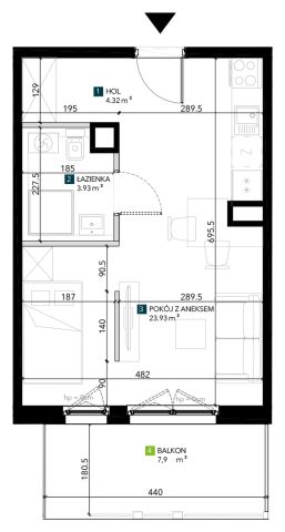 Mieszkanie 1-pokojowe Wrocław Krzyki, ul. Świeradowska. Zdjęcie 5