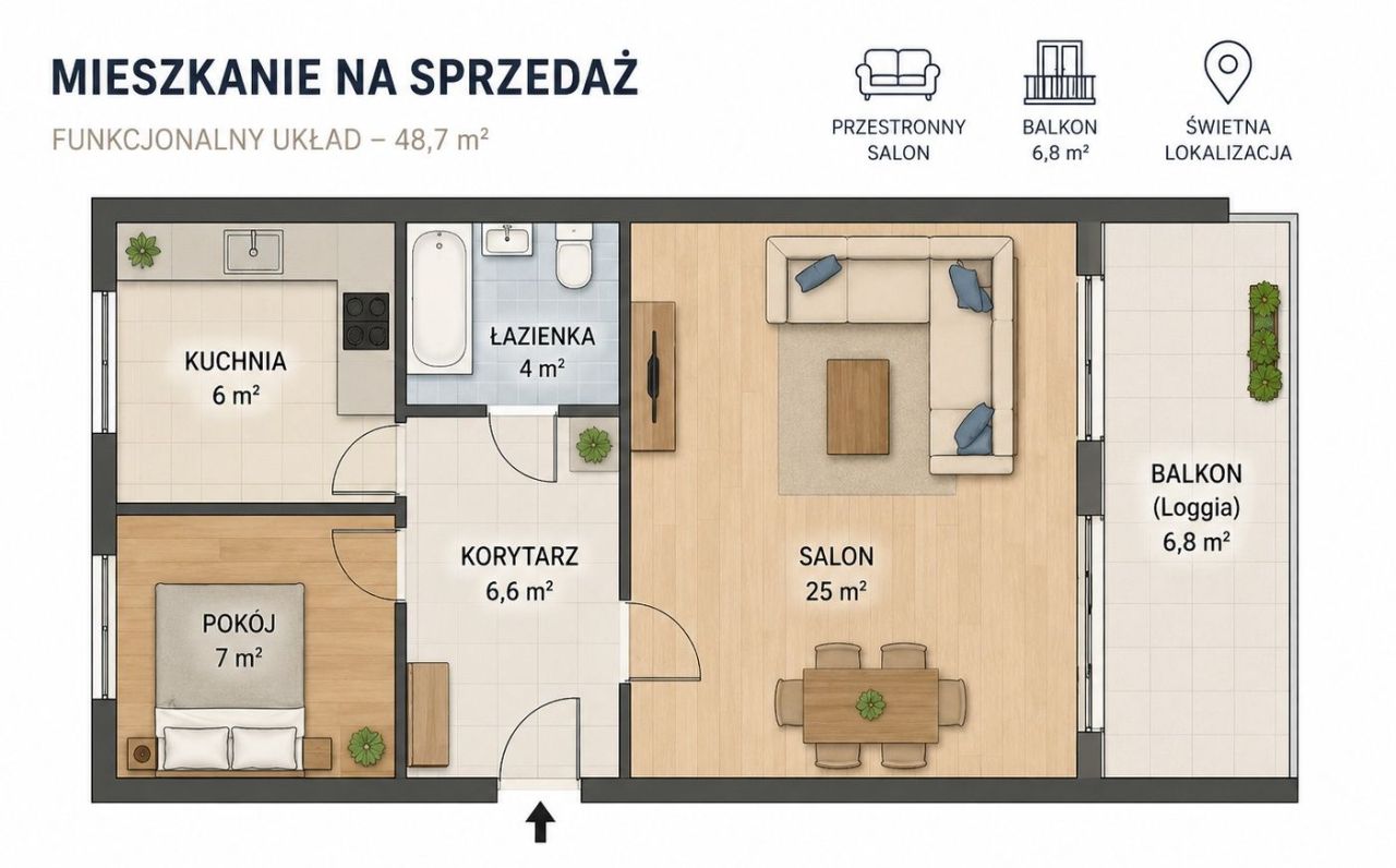 Mieszkanie 2-pokojowe Toruń Na Skarpie, ul. Juliana Prejsa. Zdjęcie 3