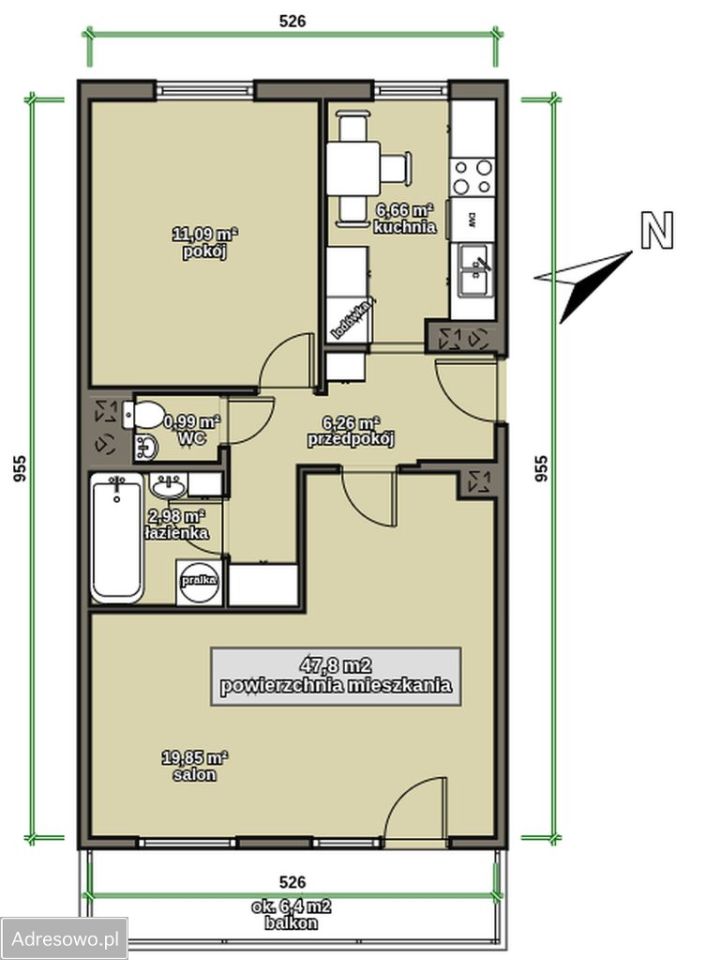 Mieszkanie 2-pokojowe Lublin Czuby, ul. Perłowa. Zdjęcie 4