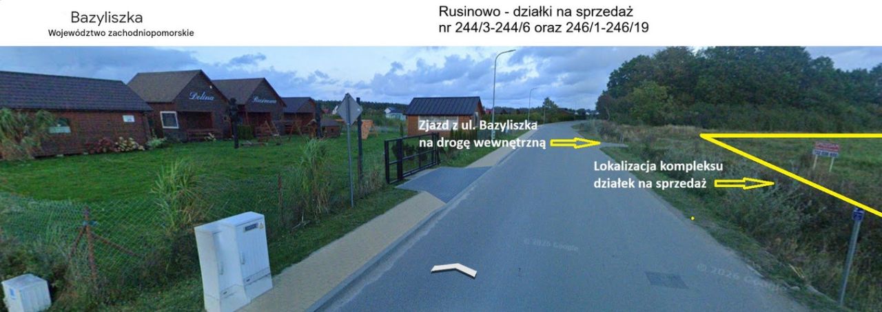 Działka budowlana Rusinowo, ul. Bazyliszka. Zdjęcie 1